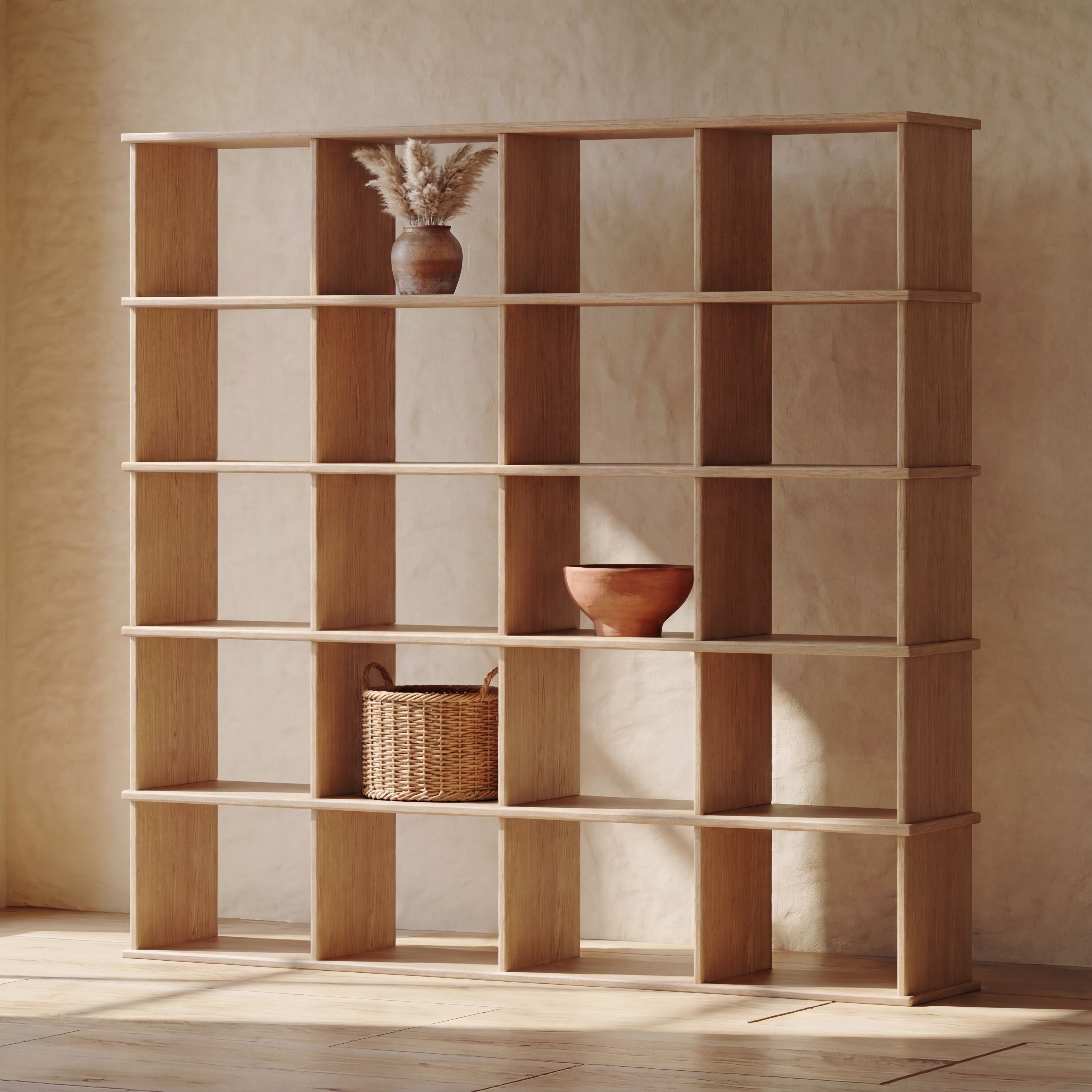 Cube bookshelf in white oak