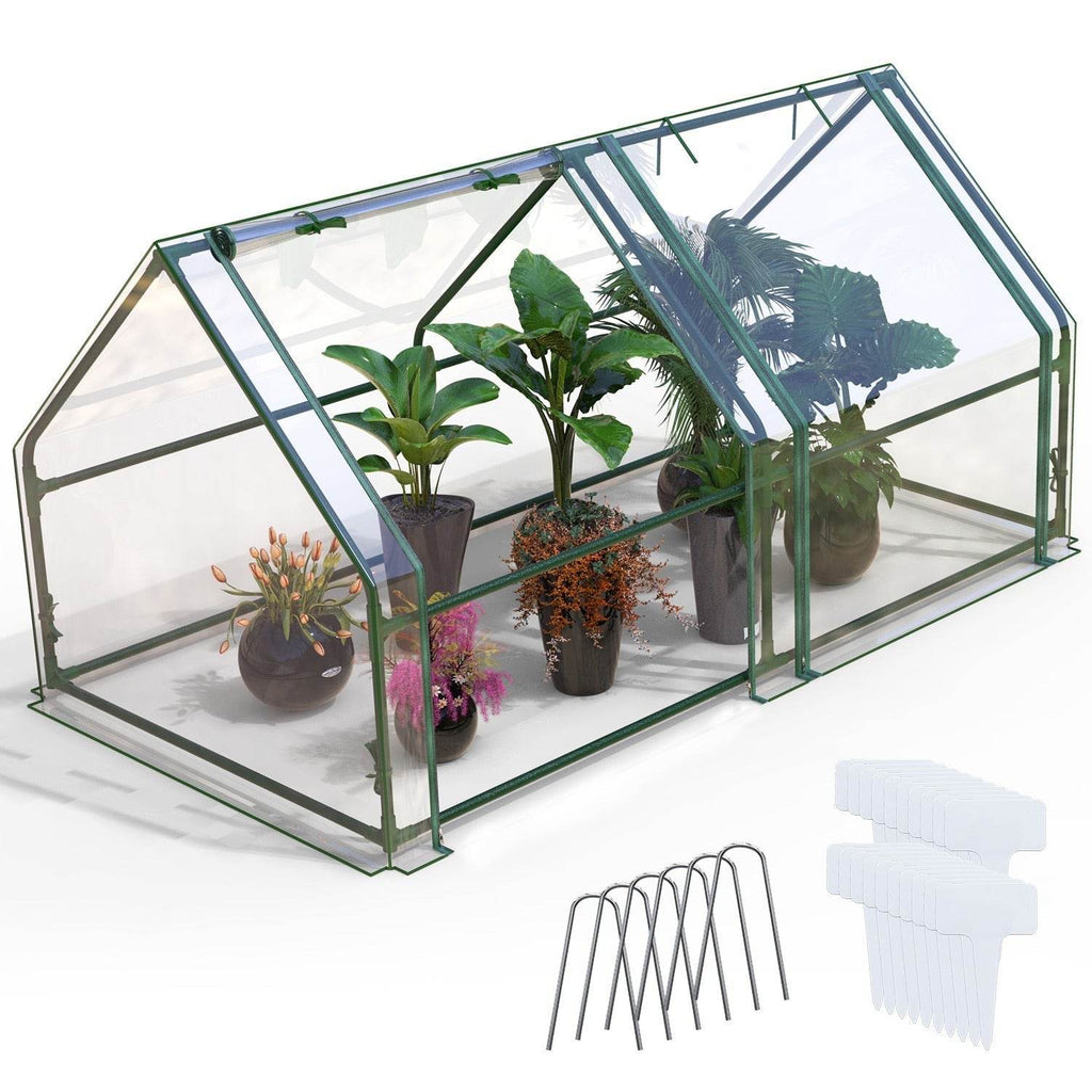 1Pc Portable Mini Greenhouse 70.86x33.46x37.4in With Roll-Up Zipper Doors Waterproof UV-Resistant PVC Cover Hot House For Indoor Outdoor Garden Patio Yard
