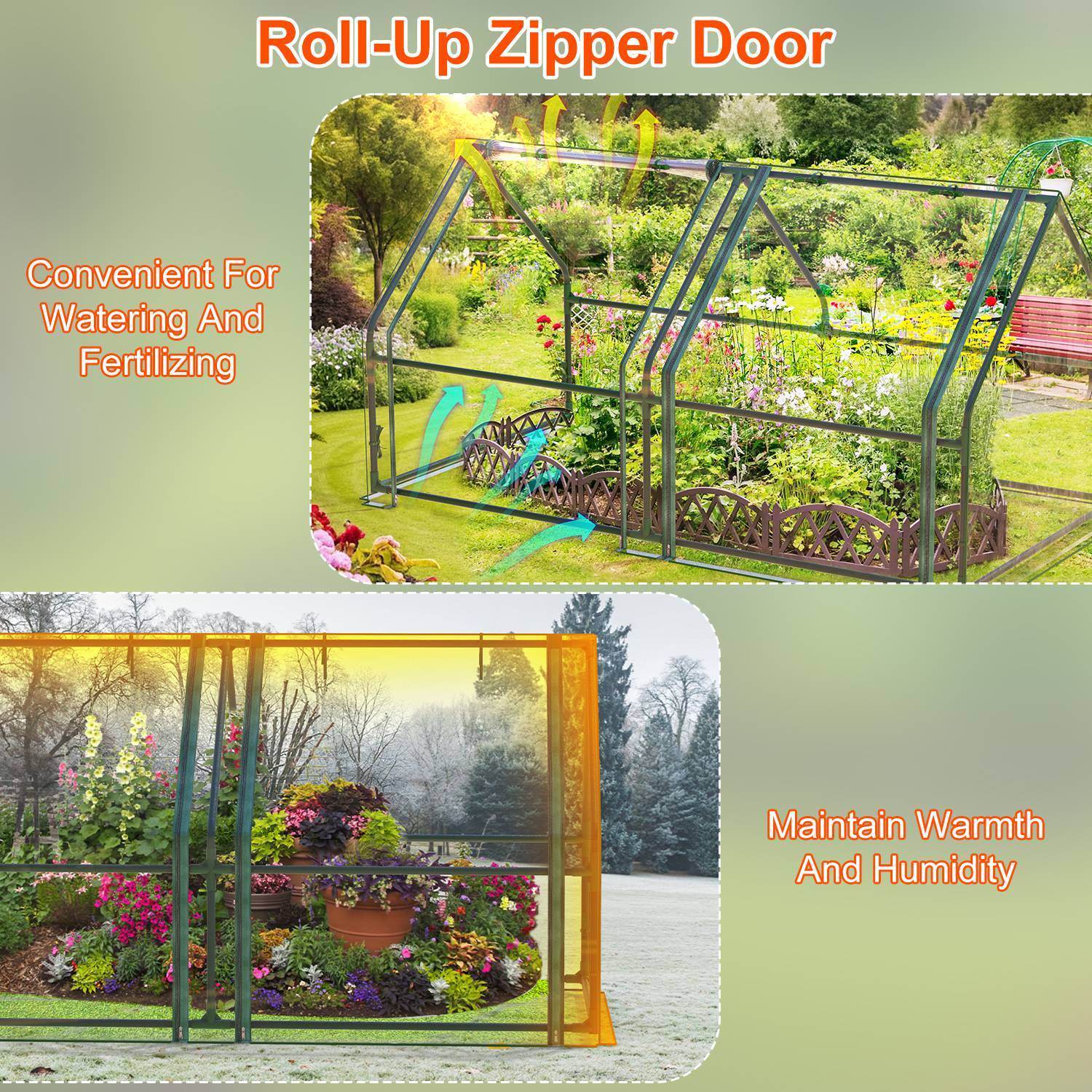 1Pc Portable Mini Greenhouse 70.86x33.46x37.4in With Roll-Up Zipper Doors Waterproof UV-Resistant PVC Cover Hot House For Indoor Outdoor Garden Patio Yard
