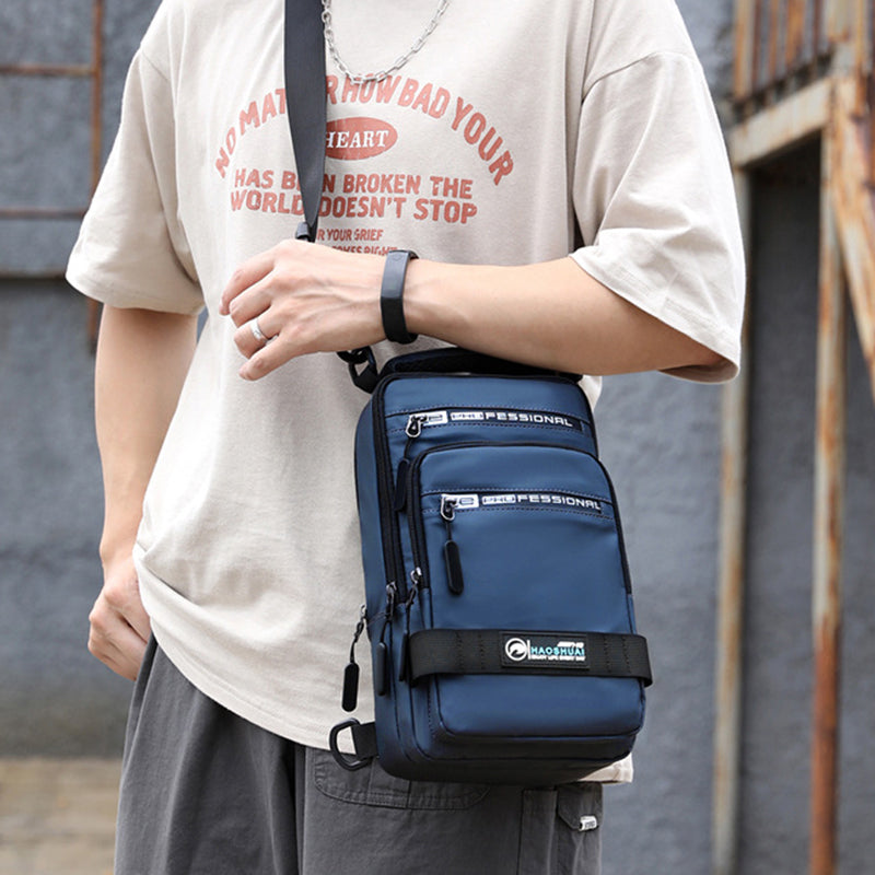 Nylon Crossbody Shoulder Bag with USB Charging Port