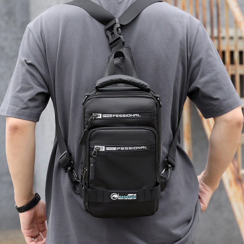 Nylon Crossbody Shoulder Bag with USB Charging Port
