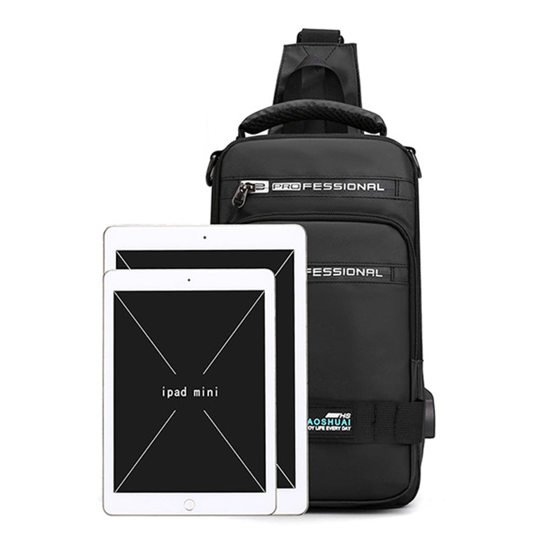 Nylon Crossbody Shoulder Bag with USB Charging Port