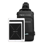 Nylon Crossbody Shoulder Bag with USB Charging Port