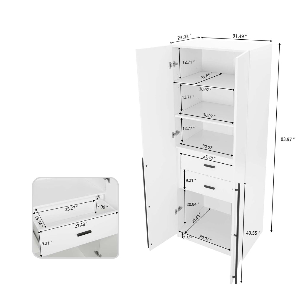 Genoa Modern 2-Piece Freestanding Wardrobe - White