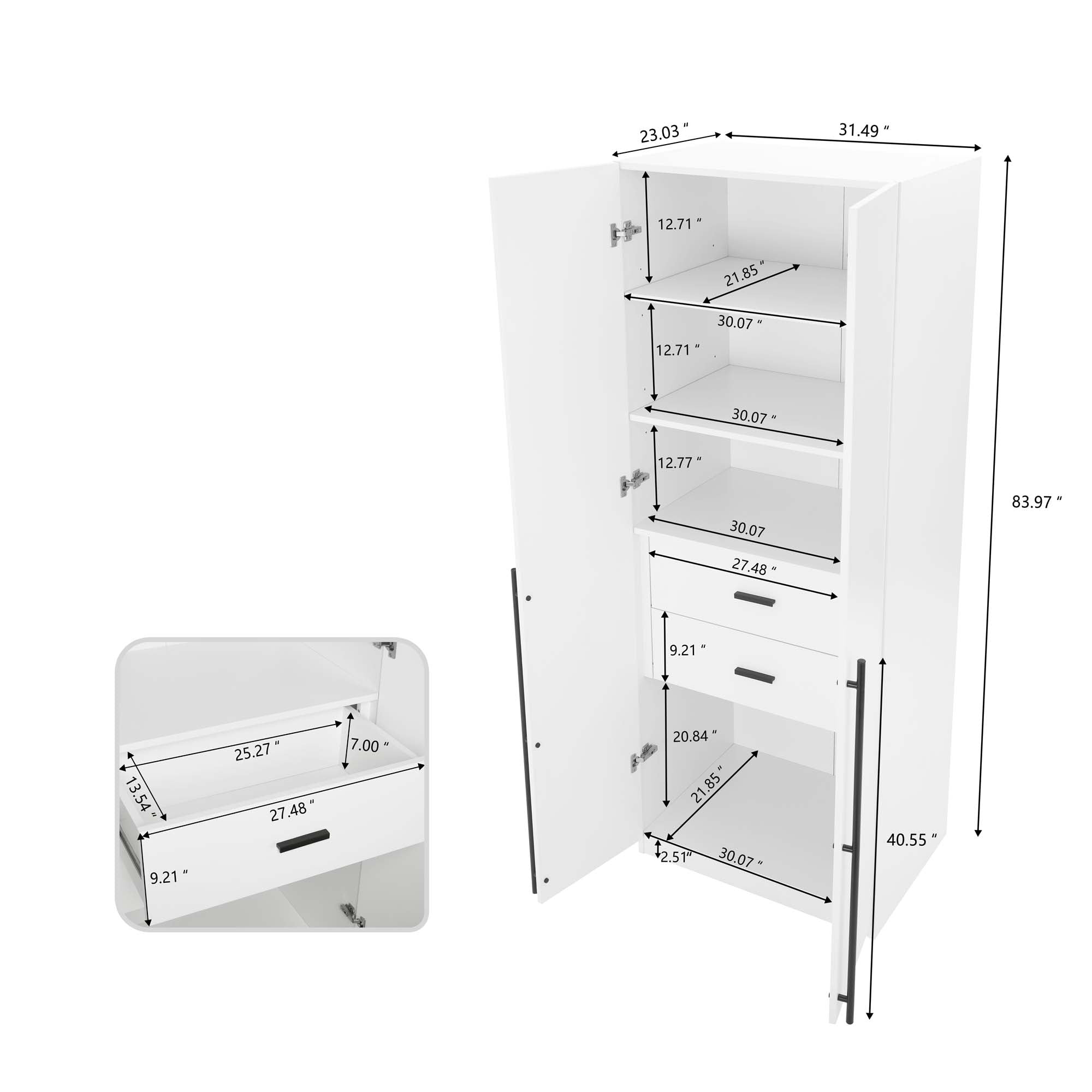 Genoa Modern 2-Piece Freestanding Wardrobe - White