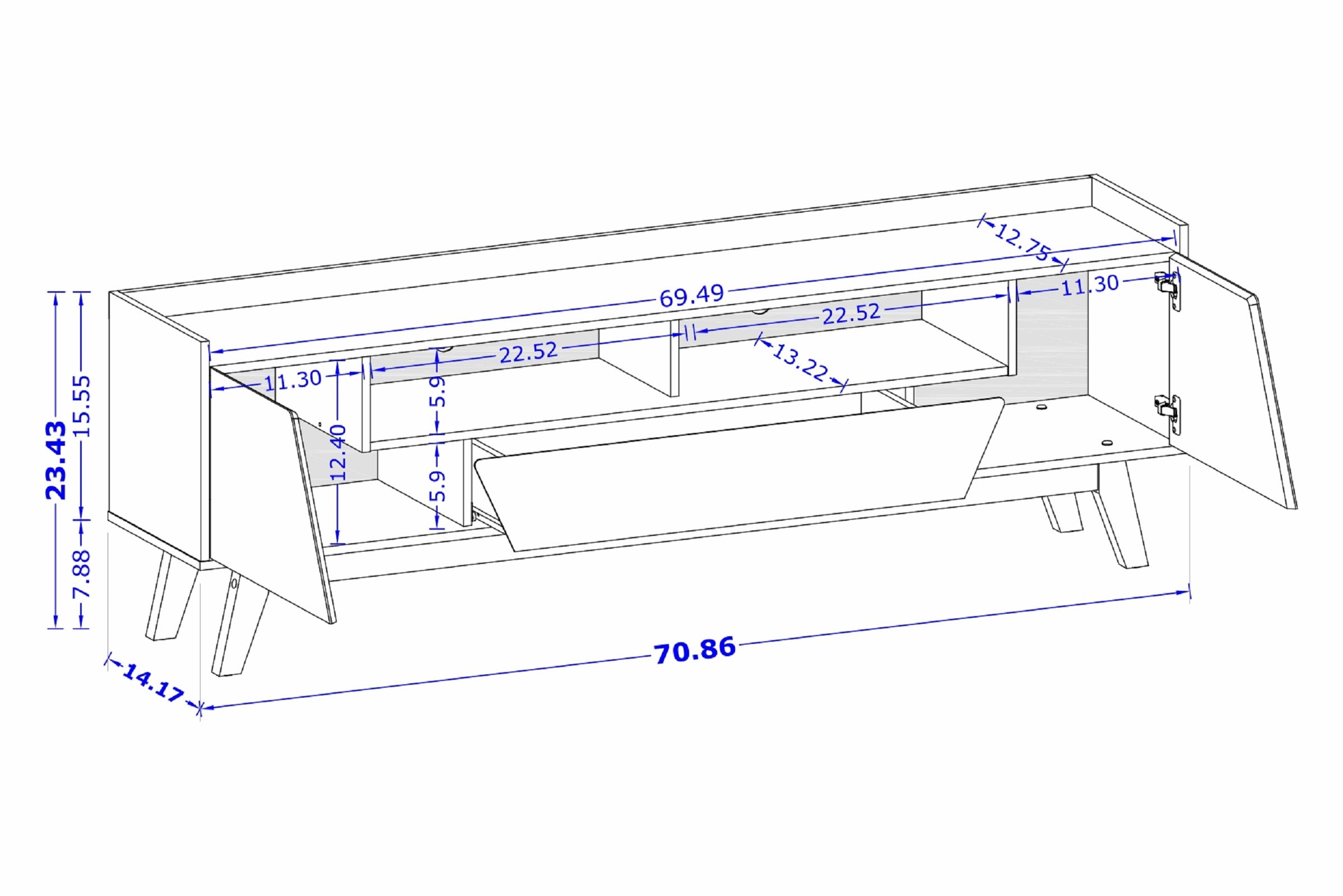 Malmo Modern 70.8" TV Stand with 2 Drawers - Beige/Brown