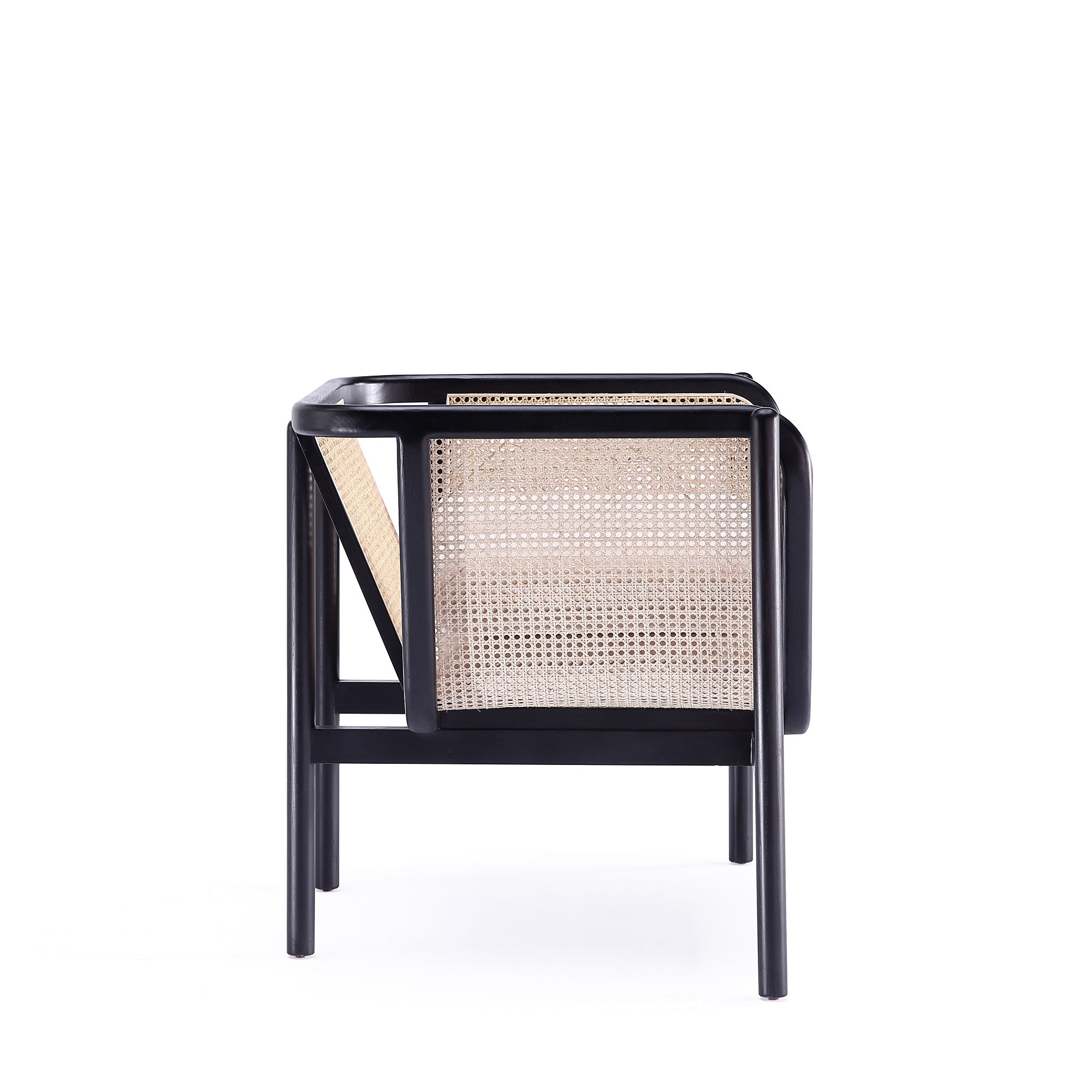 Tulum Natural Cane Accent Chair - Black/Cream