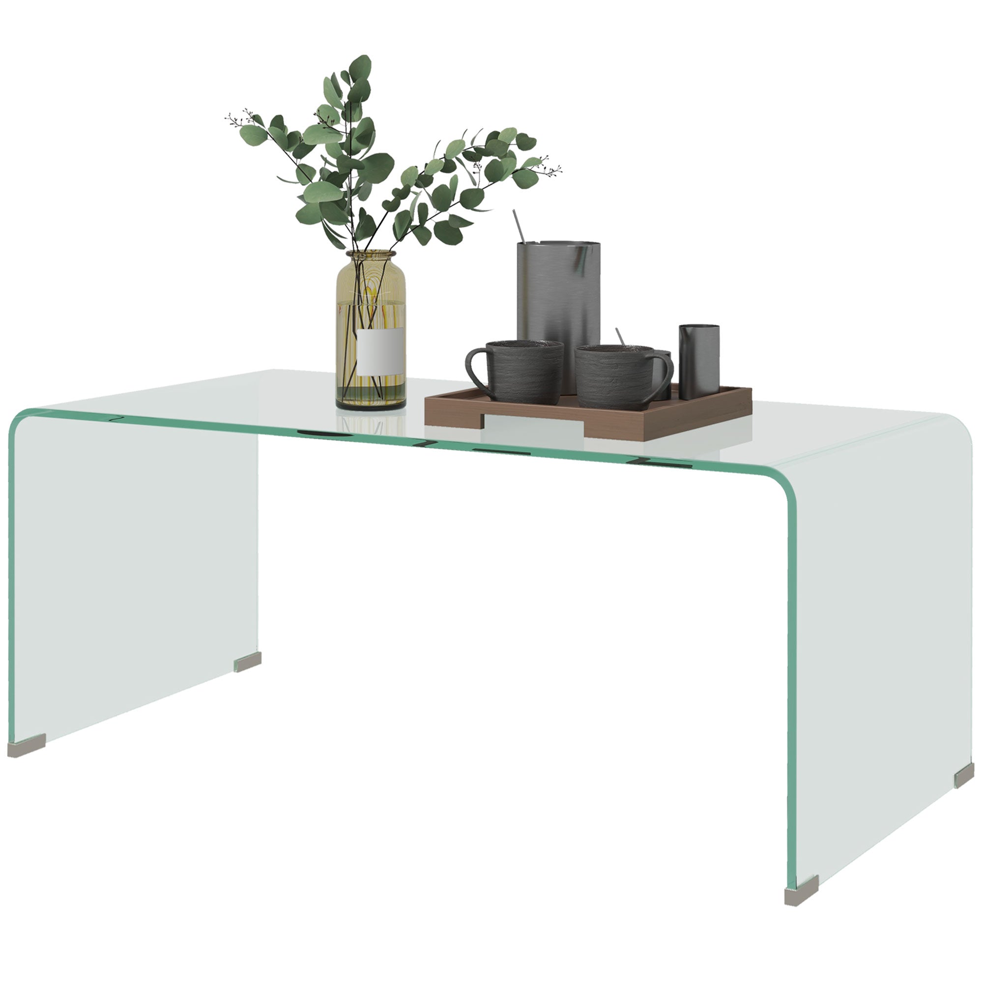 Sage Modern Glass Coffee Table with Safe Rounded Edges