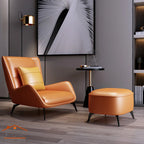 PM06 Premium Cowhide Leather Relaxation Chair with Ottoman