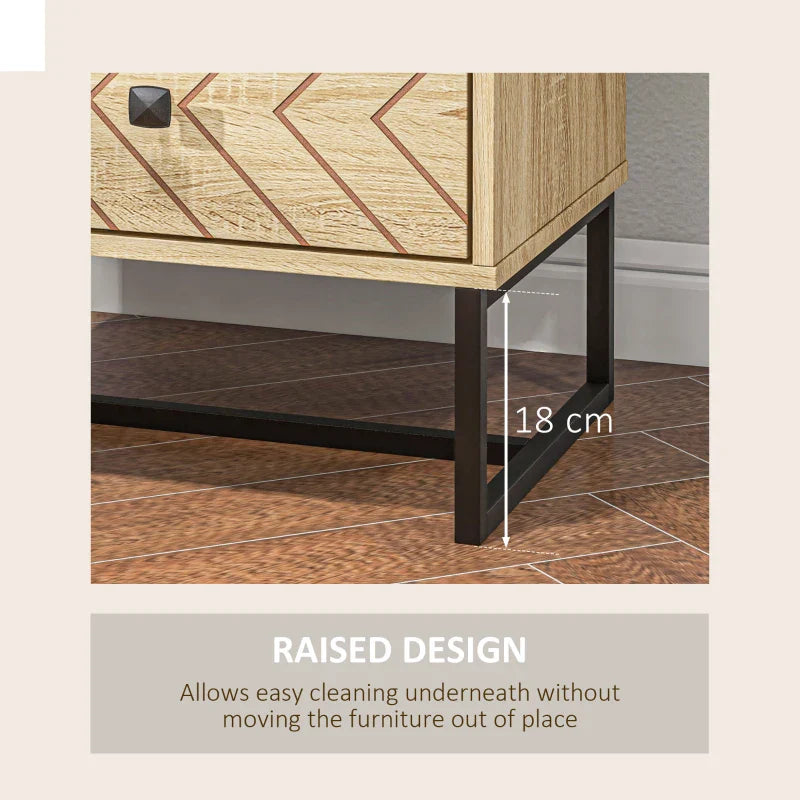Gabi Modern Nightstand with Drawers and Metal Legs-Natural
