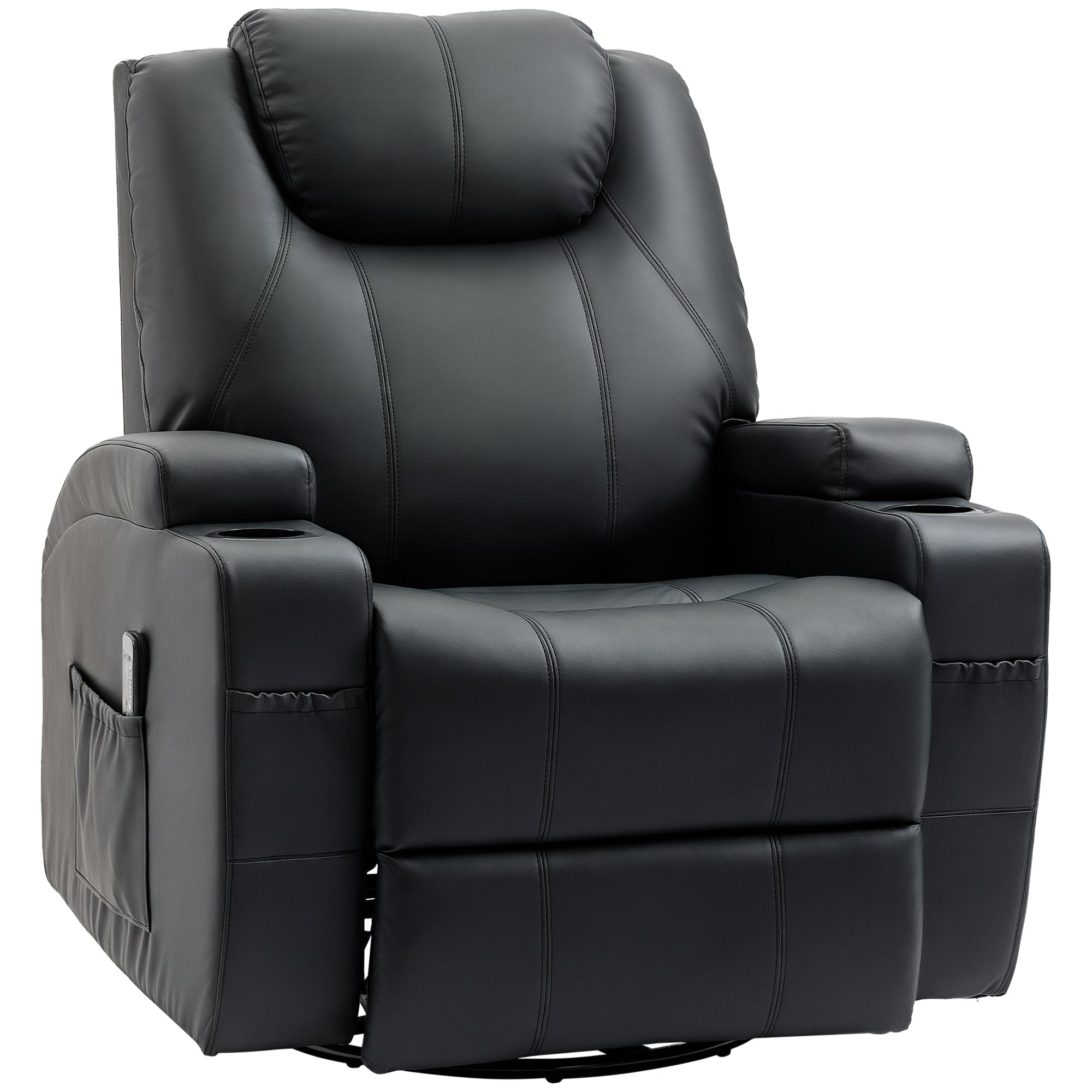 Brady Massage Recliner Chair with Swivel, Rocker Features and  8 Vibration Points-Black
