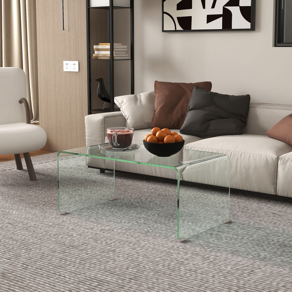 Sage Modern Glass Coffee Table with Safe Rounded Edges