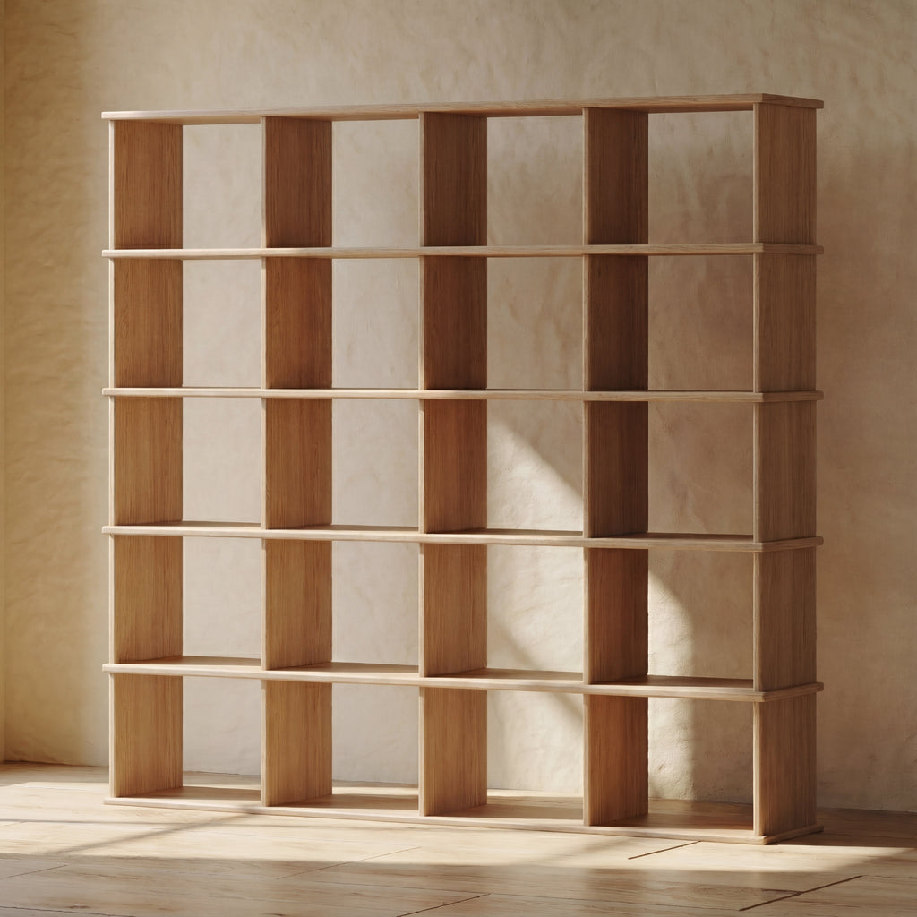 Cube bookshelf in white oak