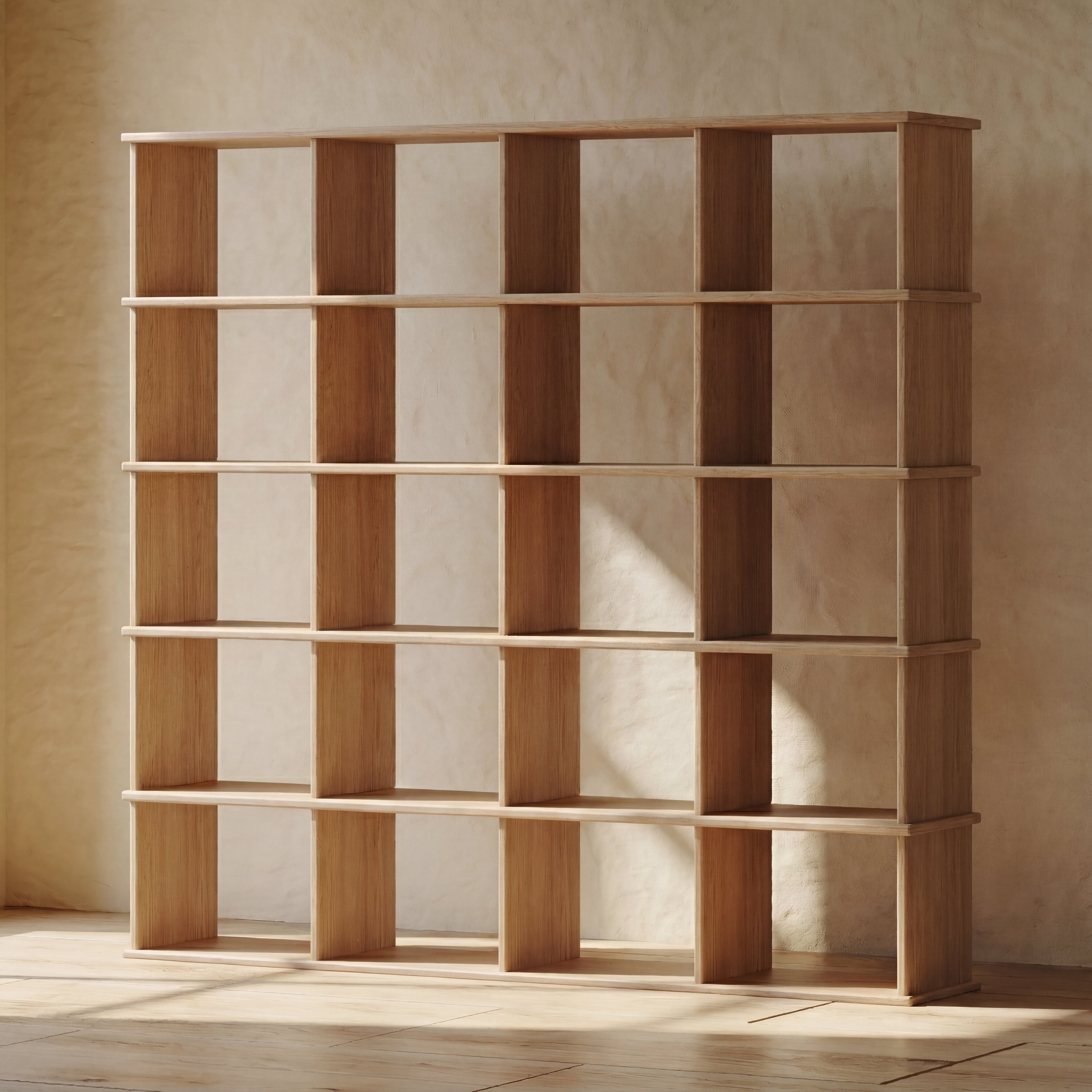 Cube bookshelf in white oak