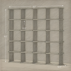 Cube bookshelf in red oak