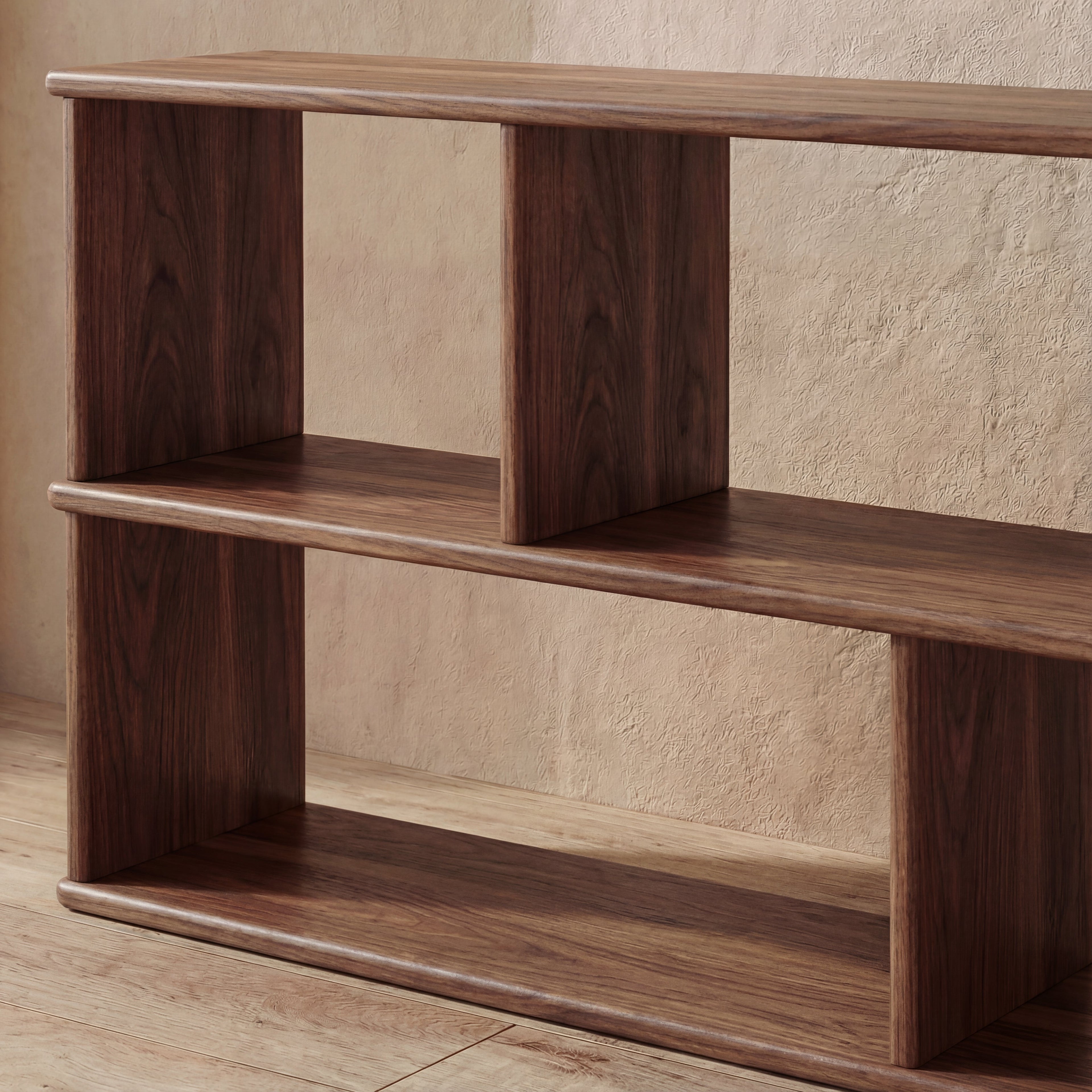 Horizontal bookshelf in walnut