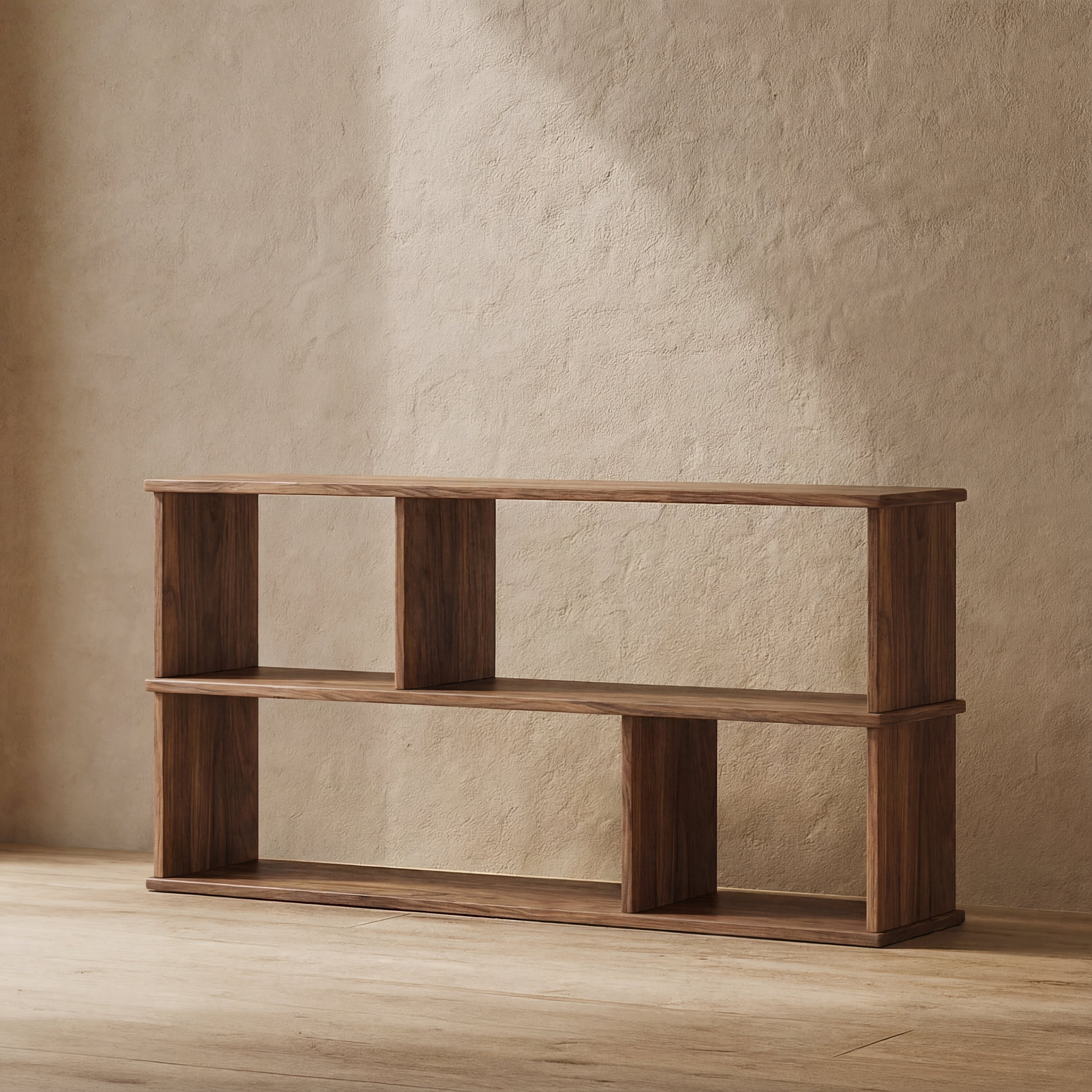 Horizontal bookshelf in walnut