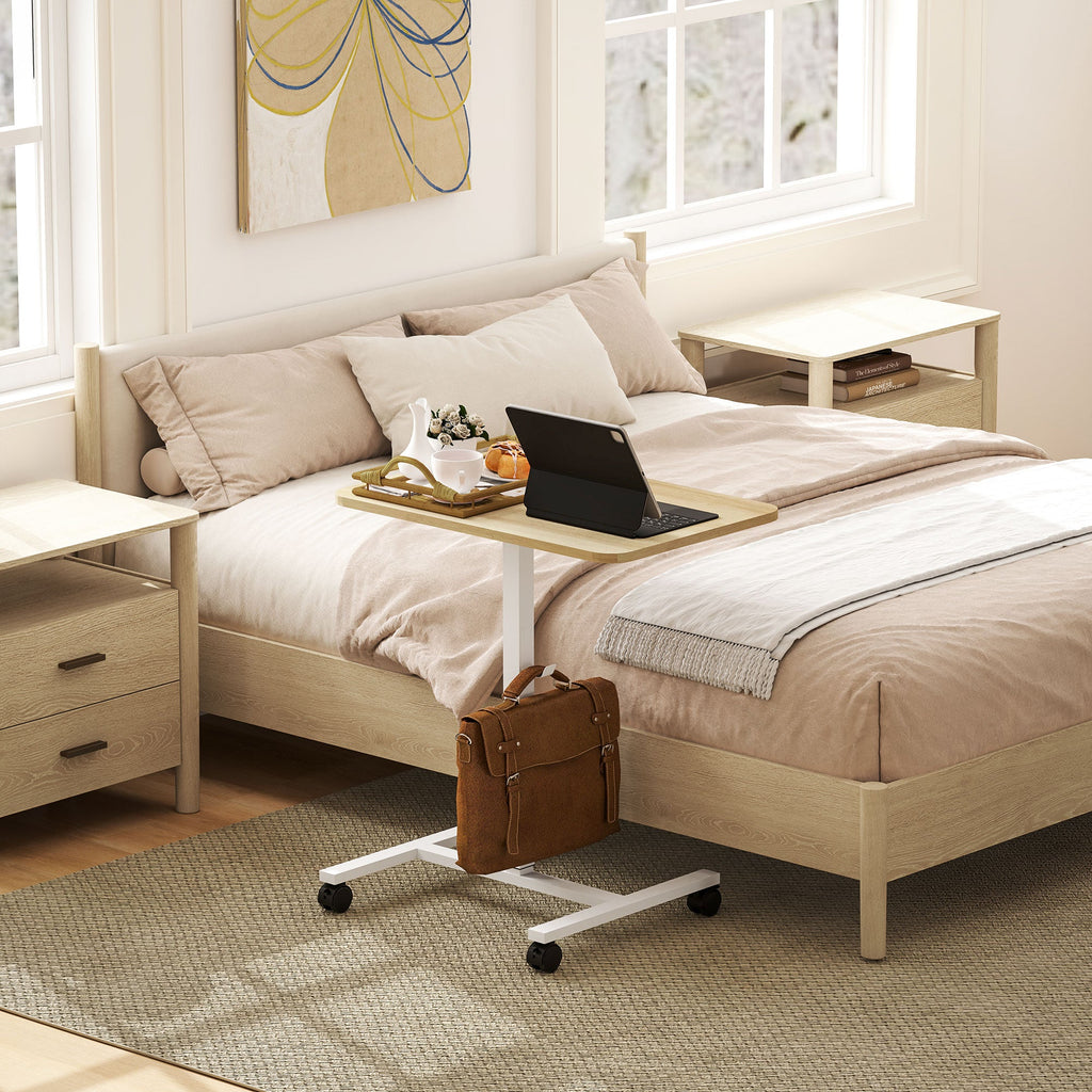 Eden Height Adjustable Standing Desk with Wheels and Headphone Hook-Natural