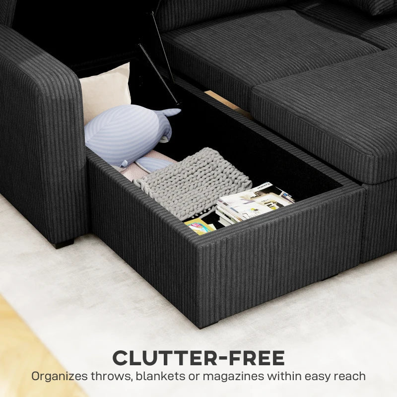 Sofá Seccional con Chaise y Almacenamiento Leo de 81"-Gris Oscuro