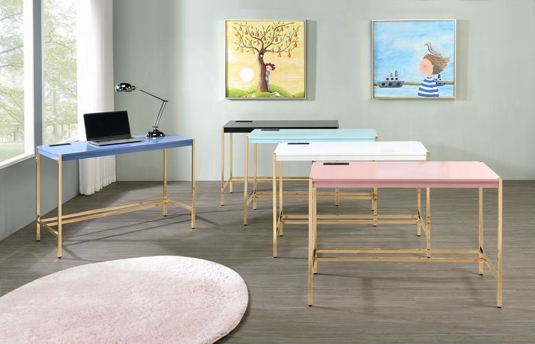 Lunar Elegant Multi-Purpose Desk w/USB Port - Pink/Gold