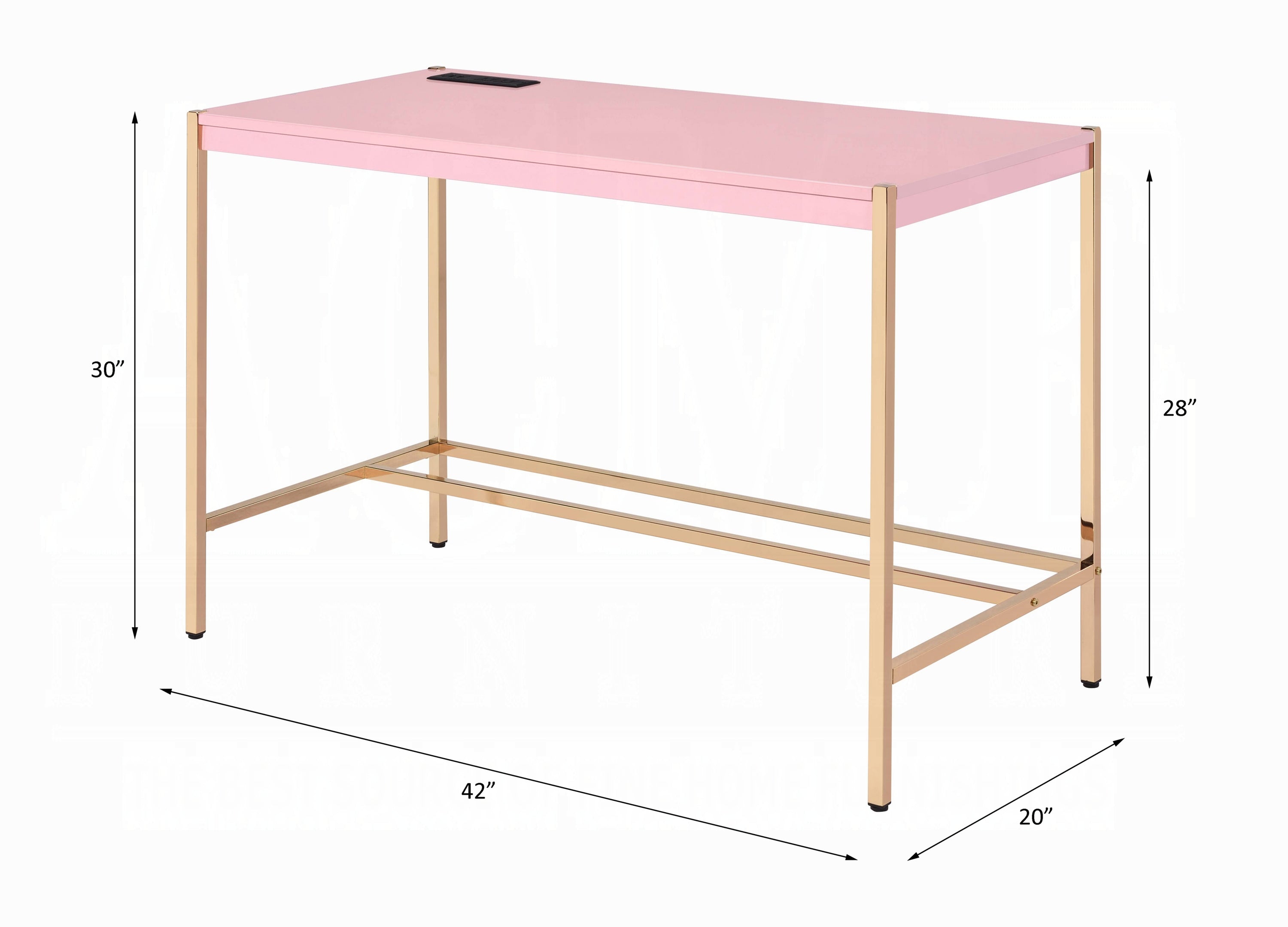 Lunar Elegant Multi-Purpose Desk w/USB Port - Pink/Gold