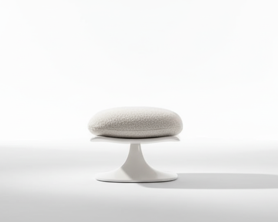 Bouclé Pedestal Chair and Ottoman