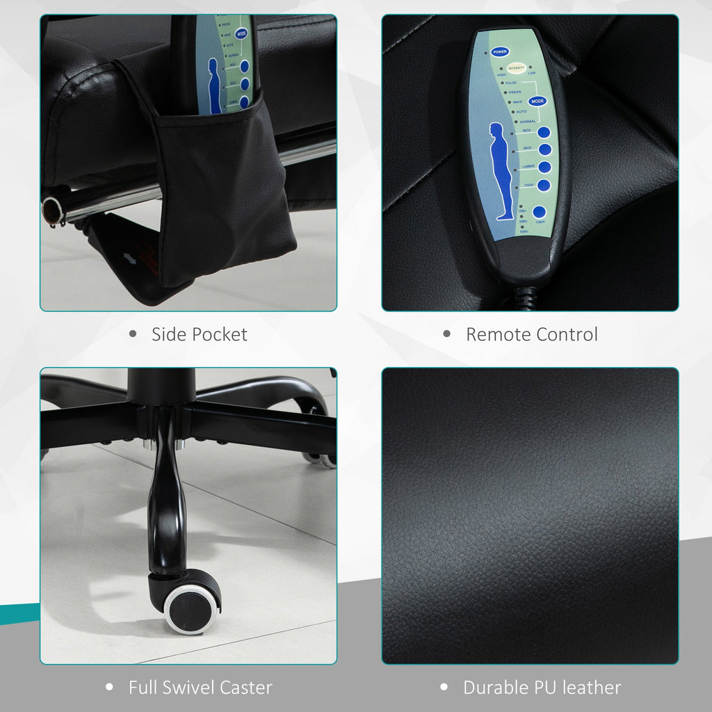 Declan Executive Office Chair with 7-Point Massage and Reclining Features-Black