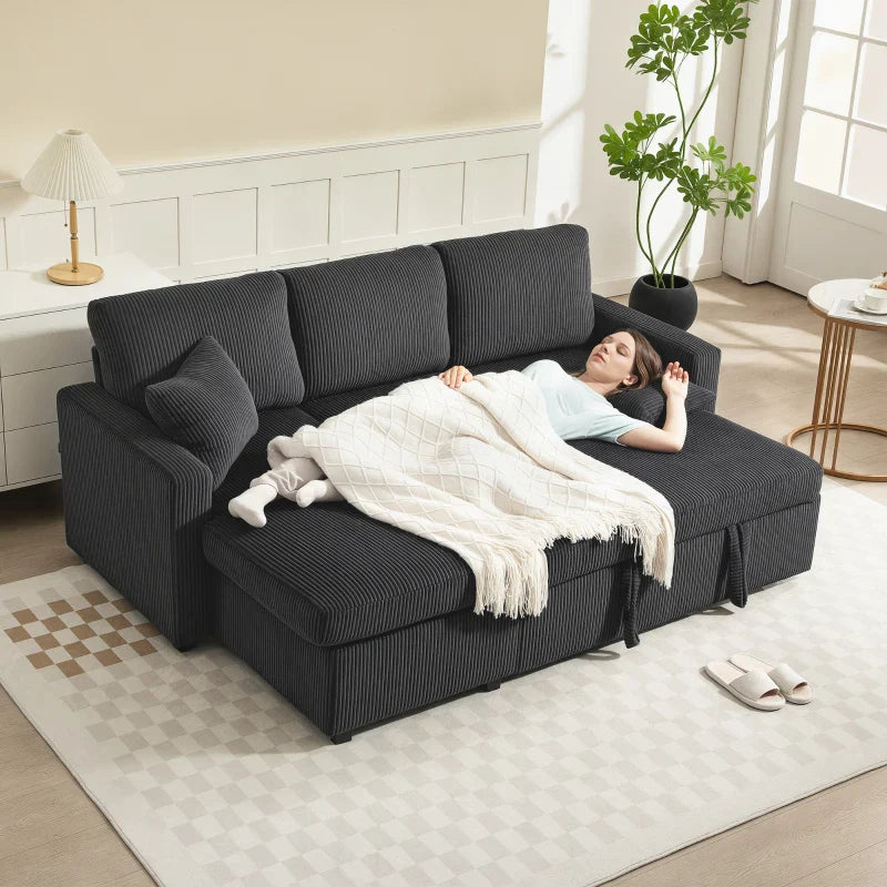 Sofá Seccional con Chaise y Almacenamiento Leo de 81"-Gris Oscuro