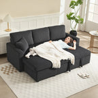 Sofá Seccional con Chaise y Almacenamiento Leo de 81"-Gris Oscuro