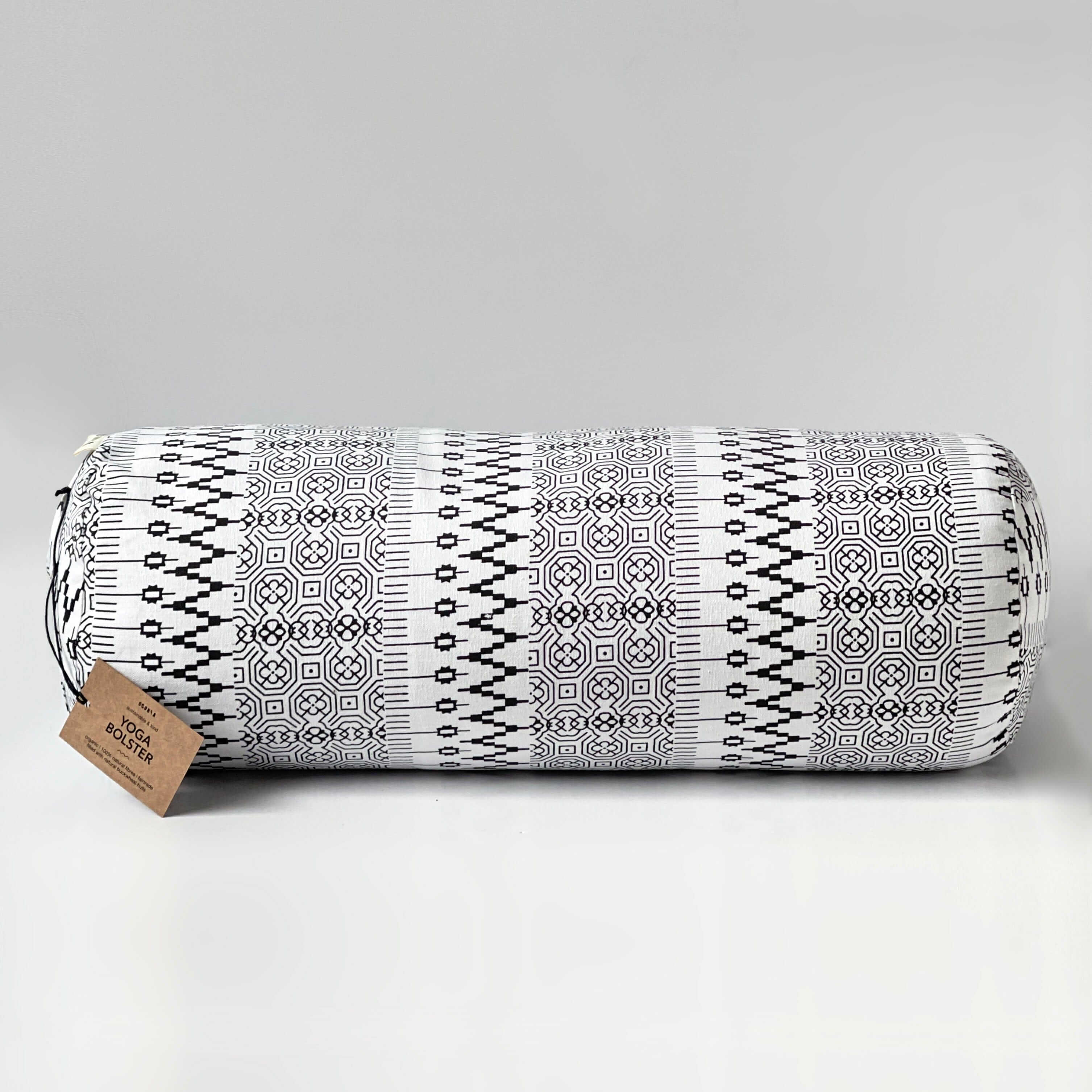 Round Yoga Bolster | Natural & Organic | Black & White Print