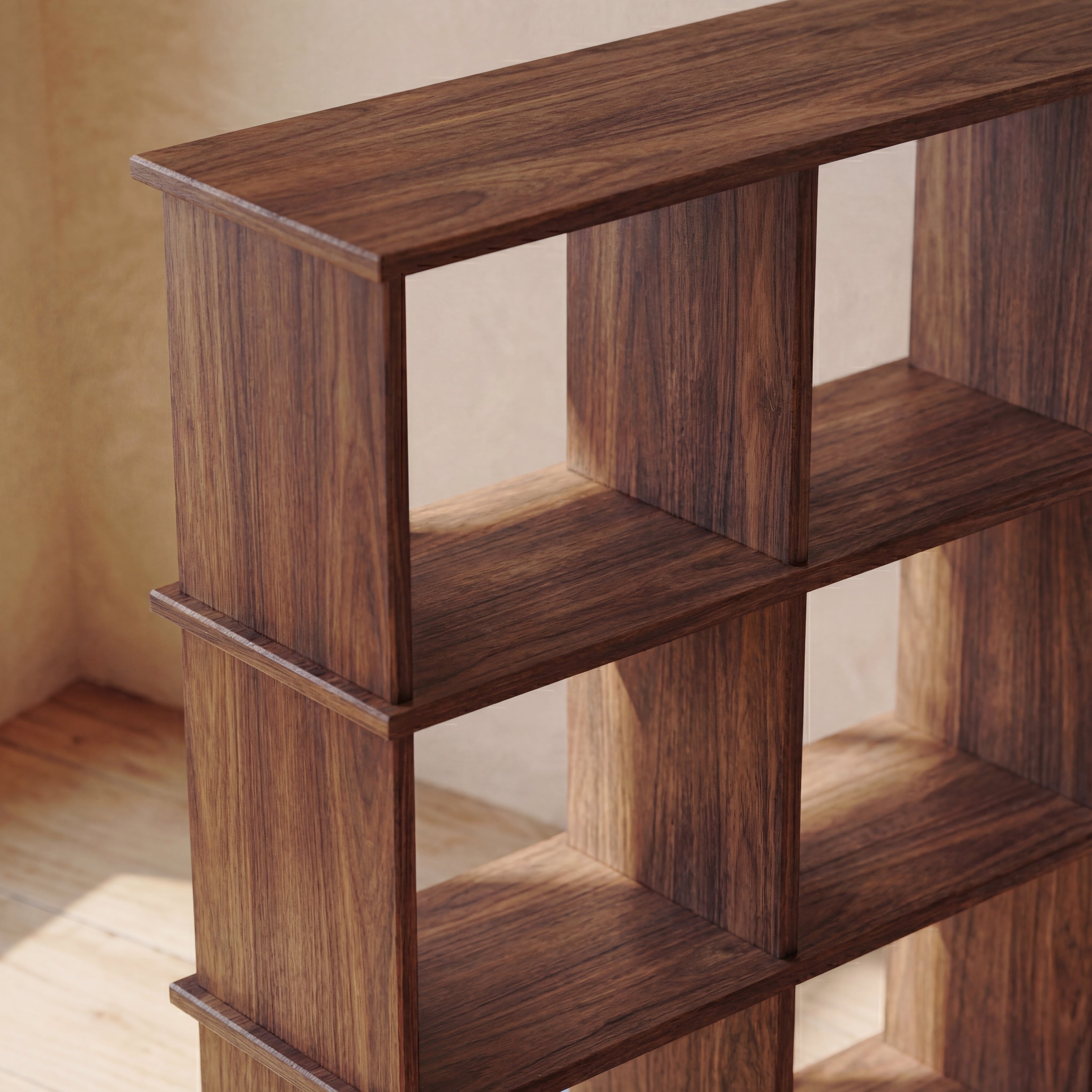 Cube bookshelf in walnut