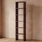 Tall narrow bookcase in walnut