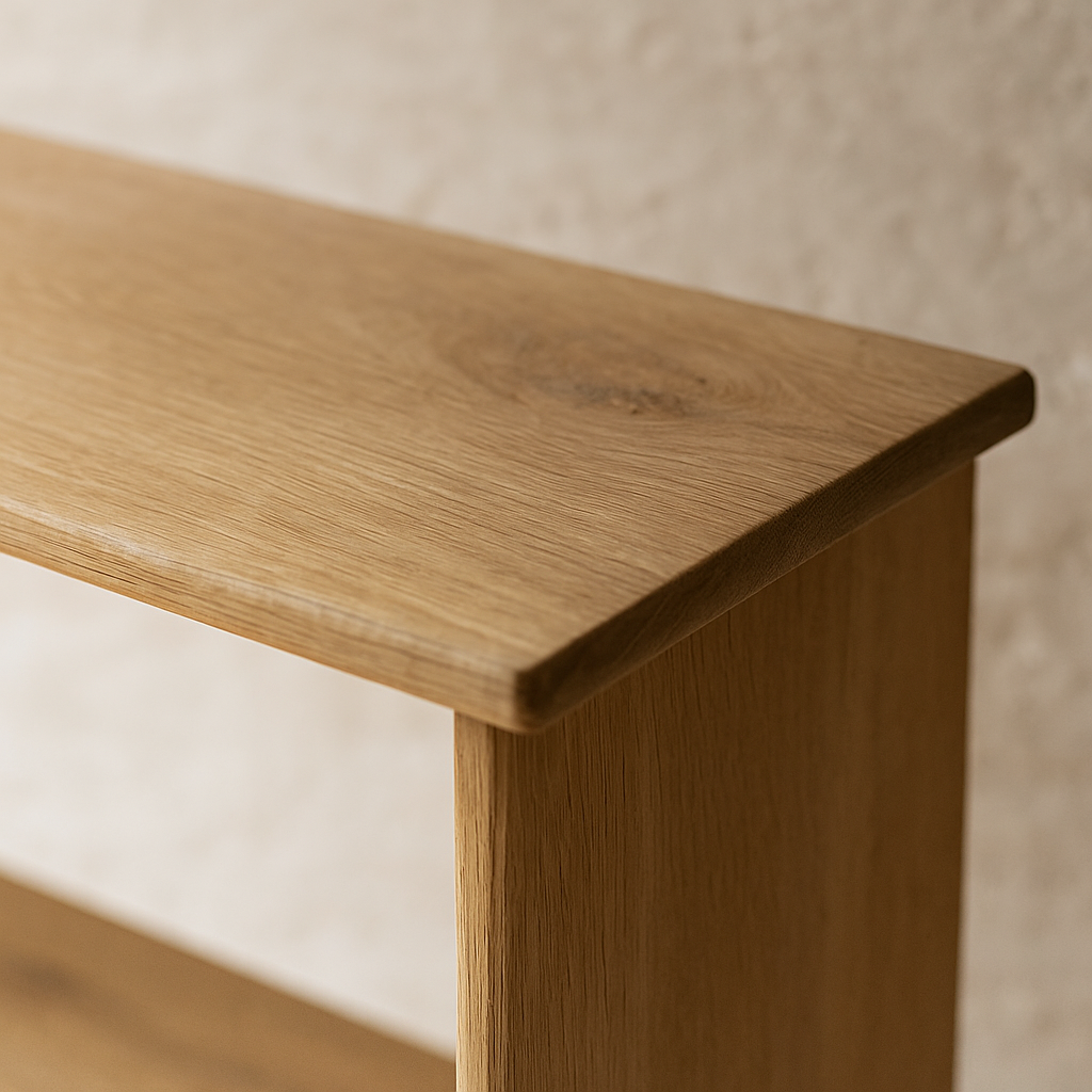 Step bookshelf in white oak