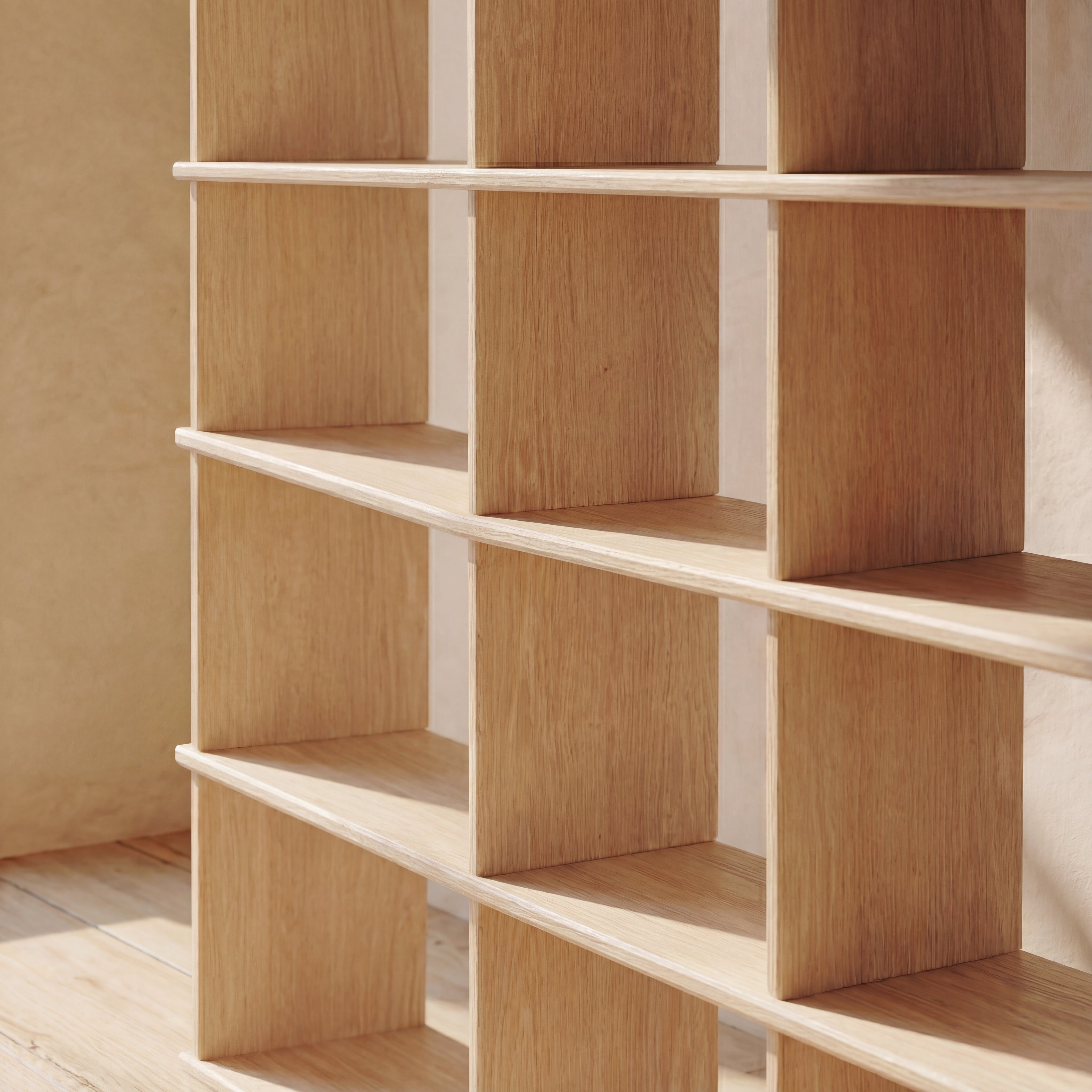Cube bookshelf in white oak