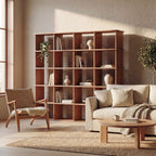 Cube bookshelf in red oak