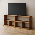 65 Inch Bookshelf TV Stand in Red Oak