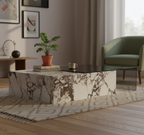 Mesa de Mármol y Cristal de Doble Superficie Rímini