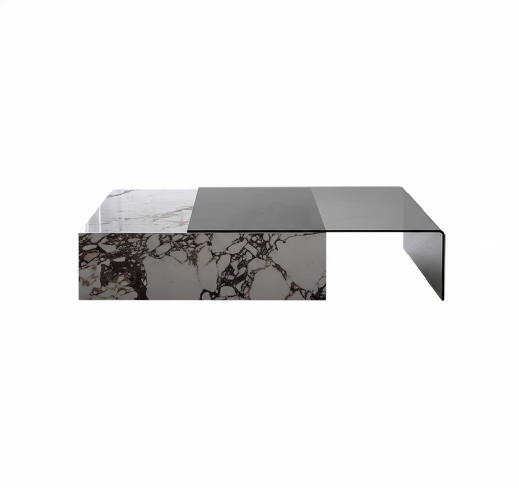 Mesa de Mármol y Cristal de Doble Superficie Rímini
