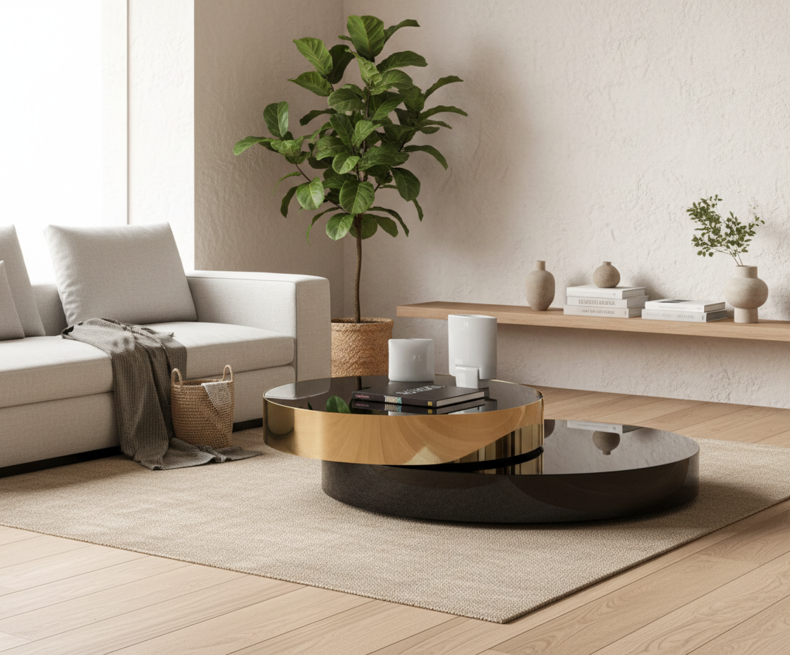 Eclipse Gold and Black Layered Coffee Table