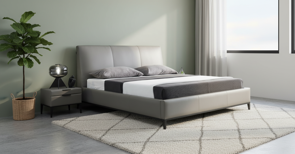 Cama King de cuero gris Melbourne