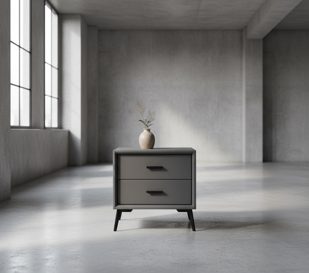 Brașov Two-Drawer Nightstand in Grey