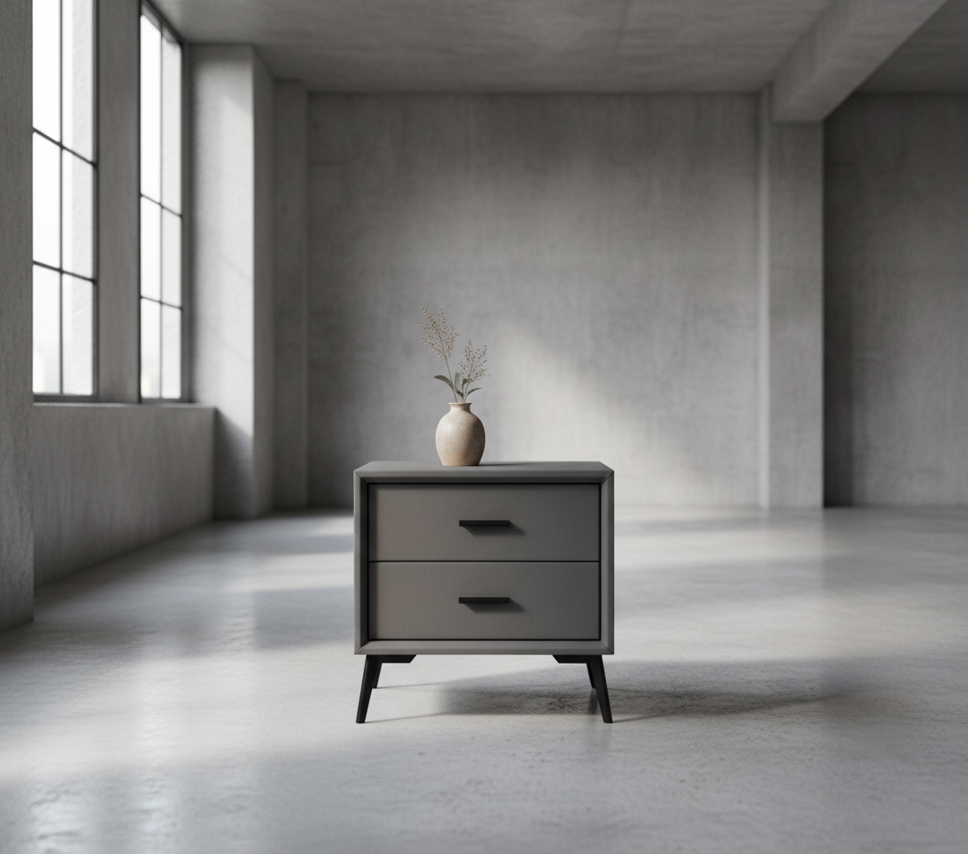 Brașov Two-Drawer Nightstand in Grey