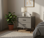 Brașov Two-Drawer Nightstand in Grey