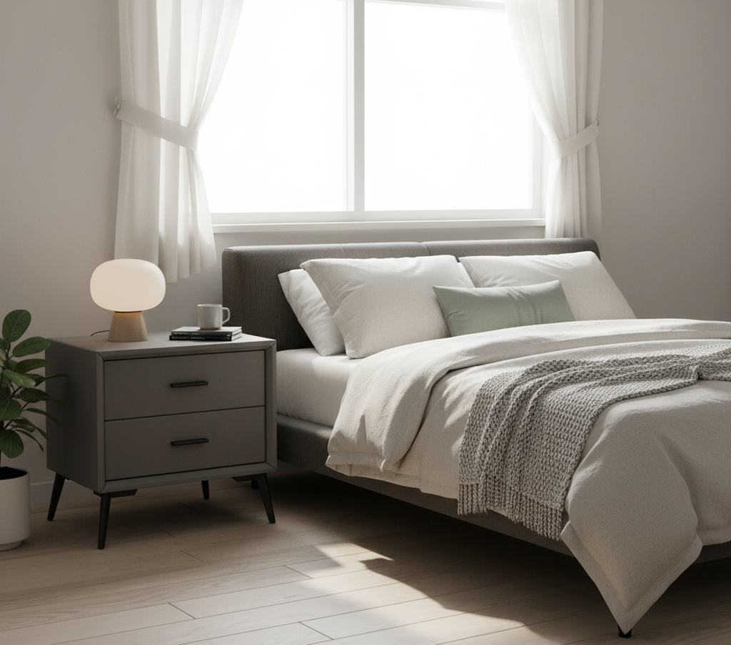 Brașov Two-Drawer Nightstand in Grey