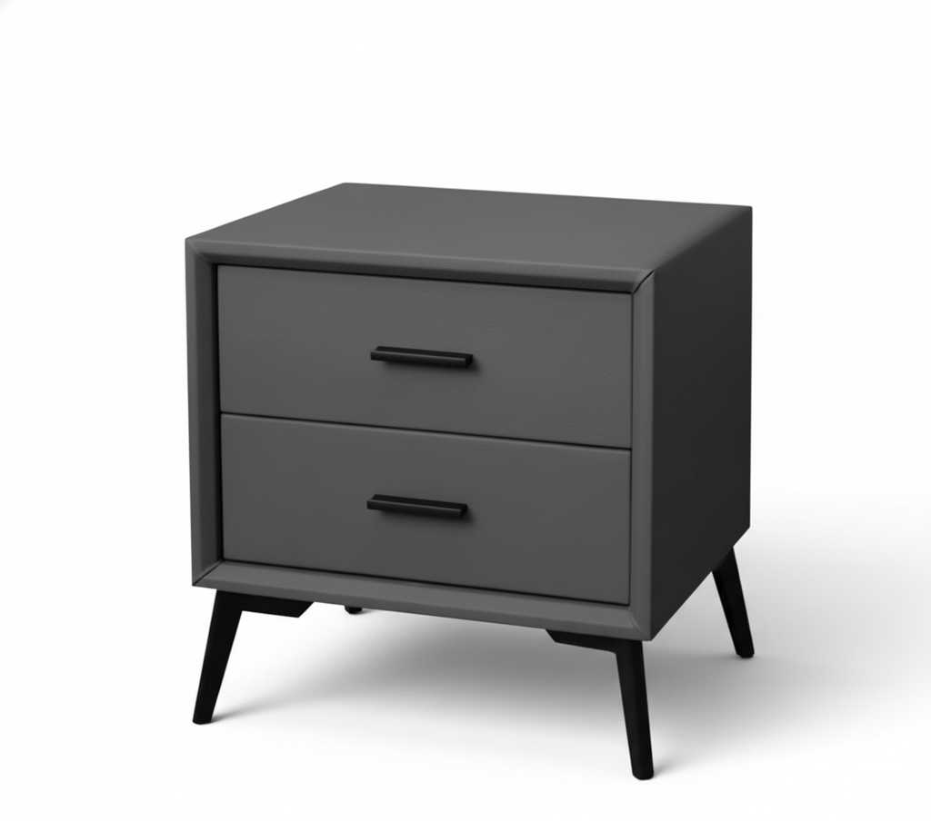 Brașov Two-Drawer Nightstand in Grey
