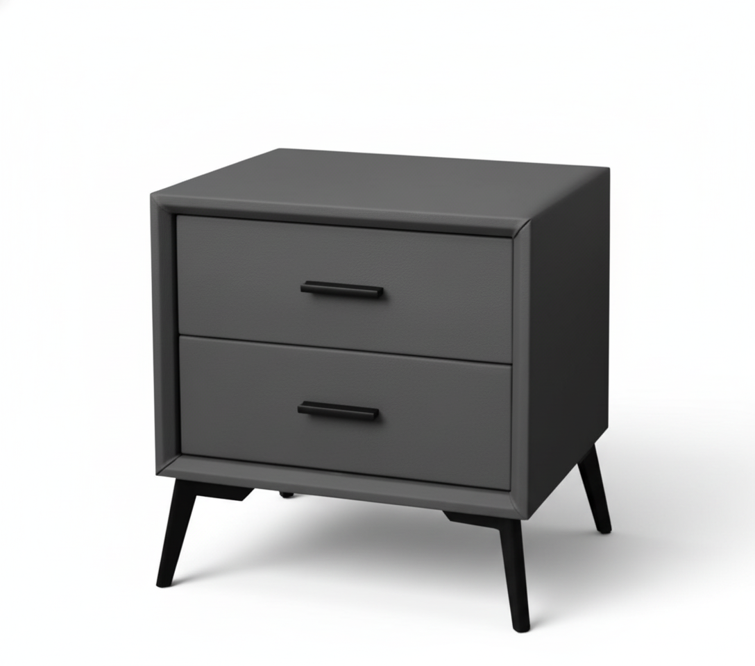 Brașov Two-Drawer Nightstand in Grey