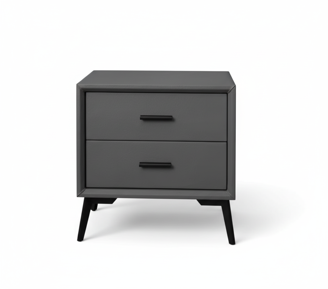 Brașov Two-Drawer Nightstand in Grey