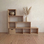 Step bookshelf in white oak