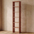 Tall narrow bookcase in red oak