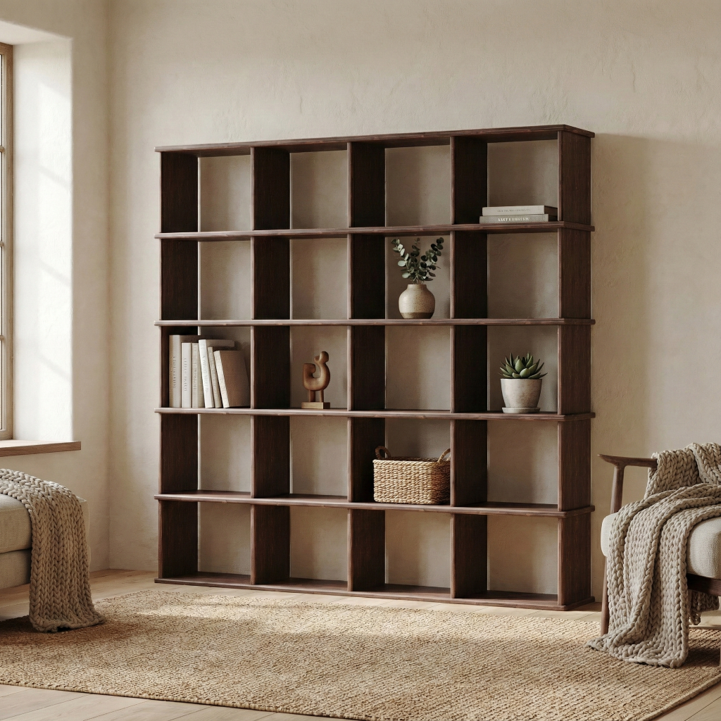 Cube bookshelf in walnut